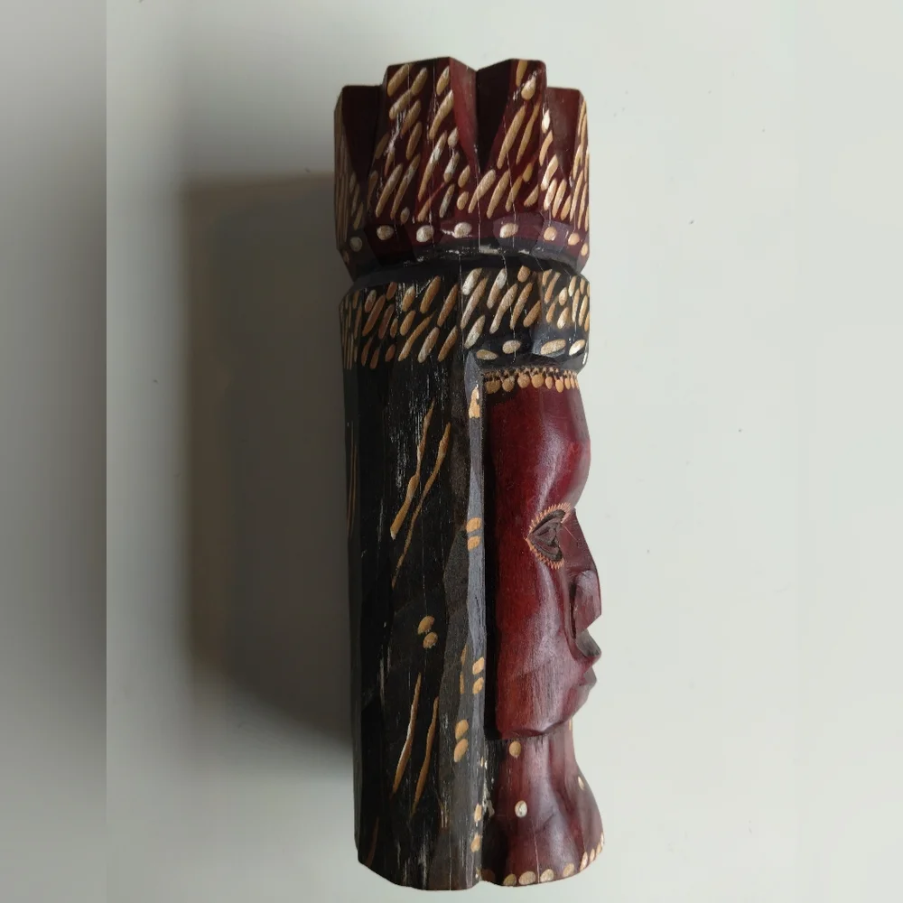 Handcrafted Wooden Tribal Mask 9x3" - Picture 6 of 8
